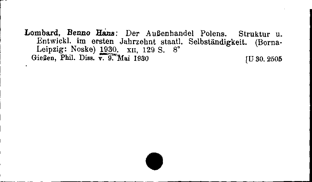 [Katalogkarte Dissertationenkatalog bis 1980]