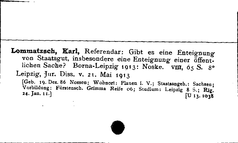 [Katalogkarte Dissertationenkatalog bis 1980]