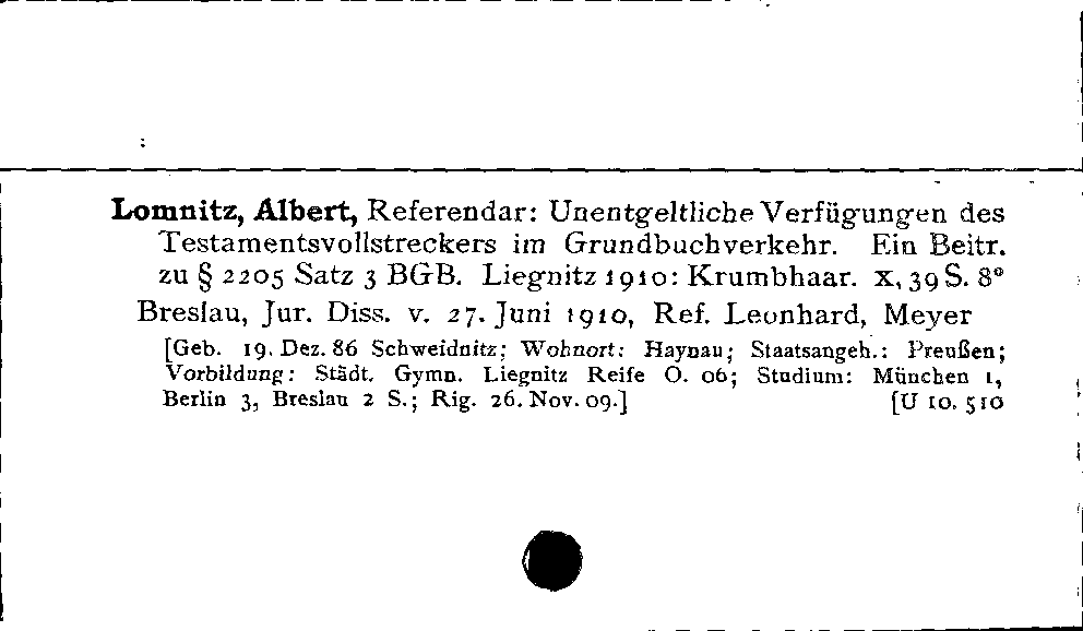 [Katalogkarte Dissertationenkatalog bis 1980]