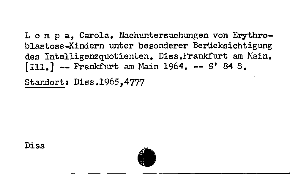 [Katalogkarte Dissertationenkatalog bis 1980]