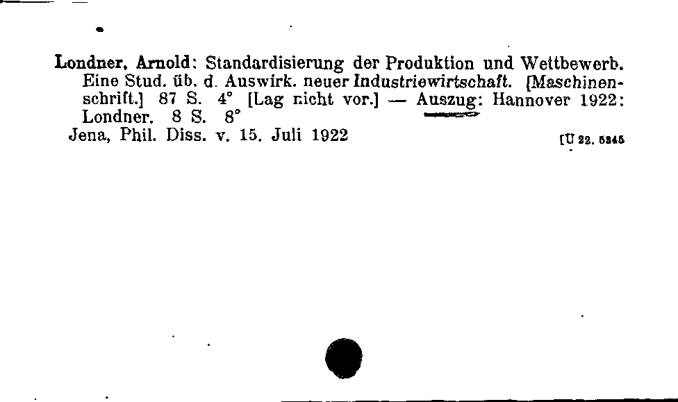 [Katalogkarte Dissertationenkatalog bis 1980]