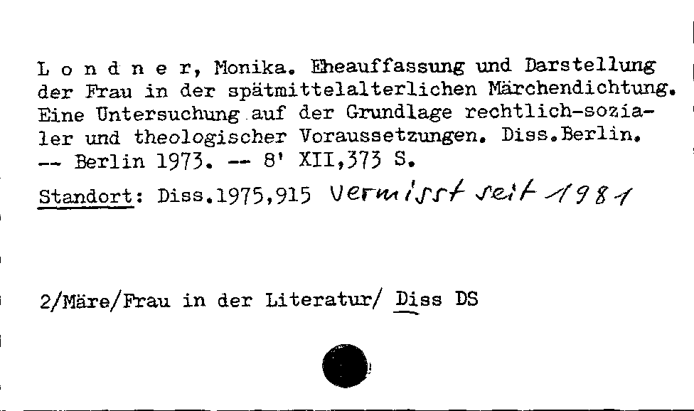 [Katalogkarte Dissertationenkatalog bis 1980]