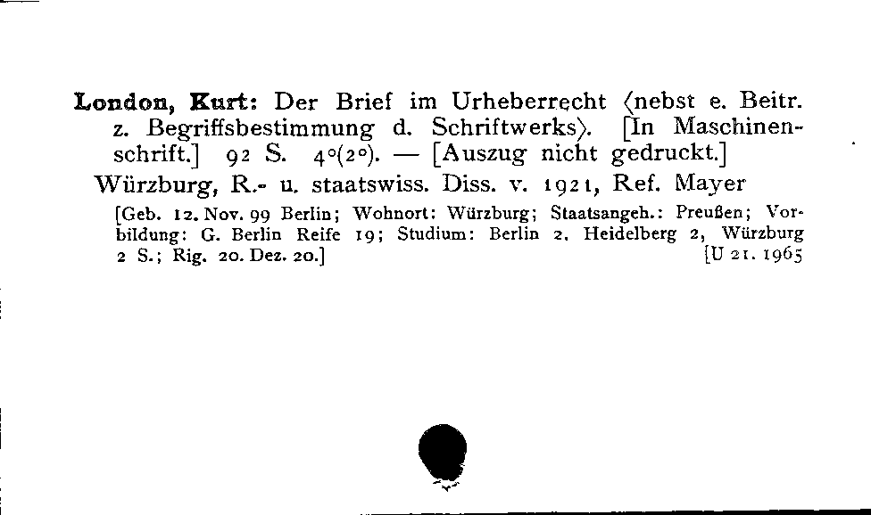 [Katalogkarte Dissertationenkatalog bis 1980]