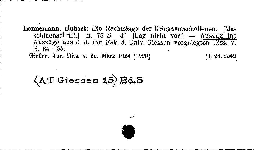 [Katalogkarte Dissertationenkatalog bis 1980]