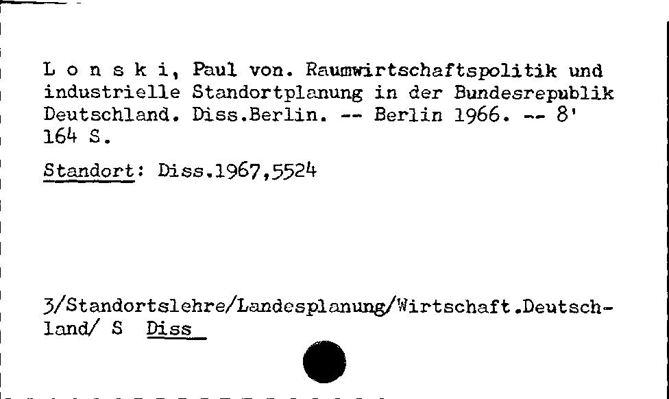 [Katalogkarte Dissertationenkatalog bis 1980]