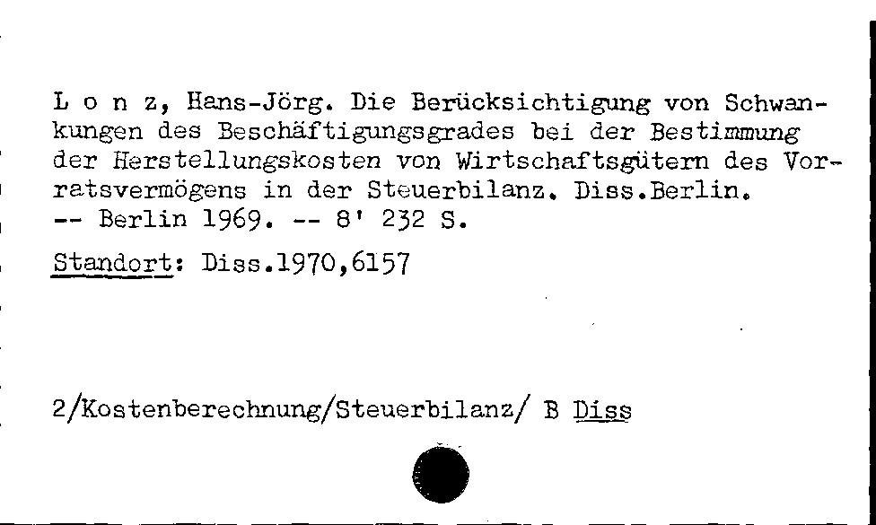 [Katalogkarte Dissertationenkatalog bis 1980]