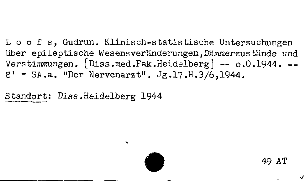 [Katalogkarte Dissertationenkatalog bis 1980]