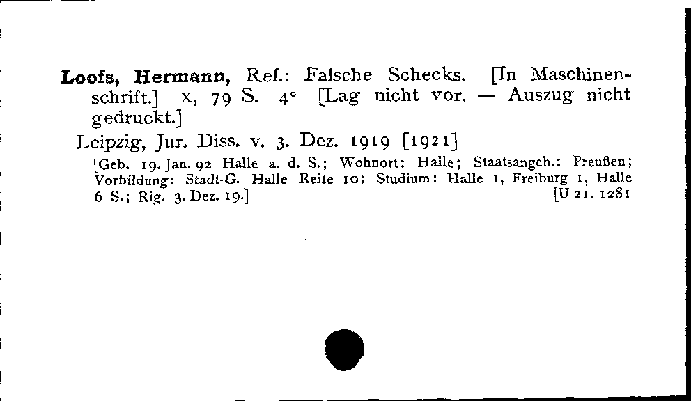 [Katalogkarte Dissertationenkatalog bis 1980]