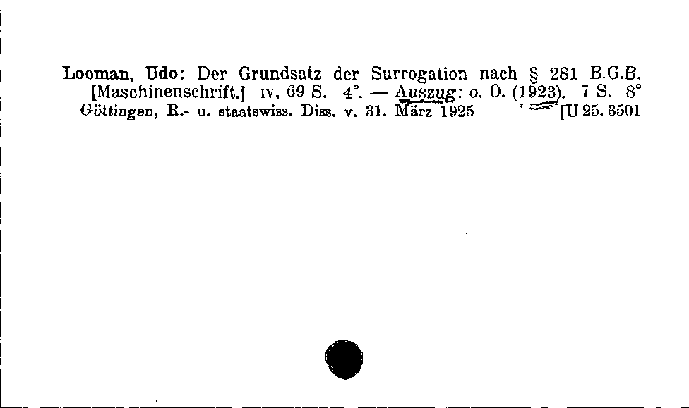 [Katalogkarte Dissertationenkatalog bis 1980]