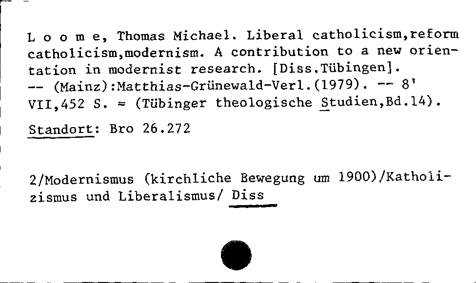 [Katalogkarte Dissertationenkatalog bis 1980]