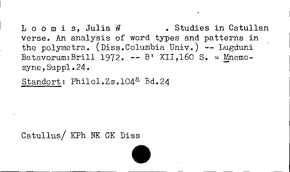 [Katalogkarte Dissertationenkatalog bis 1980]