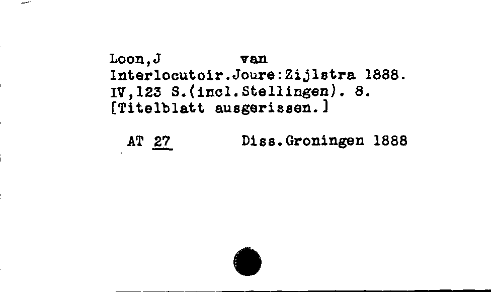 [Katalogkarte Dissertationenkatalog bis 1980]