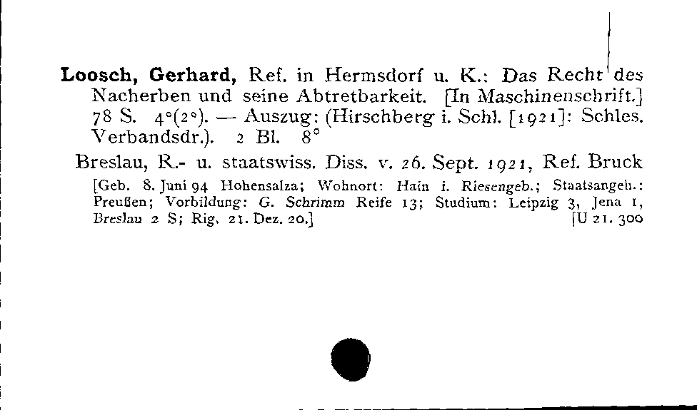 [Katalogkarte Dissertationenkatalog bis 1980]