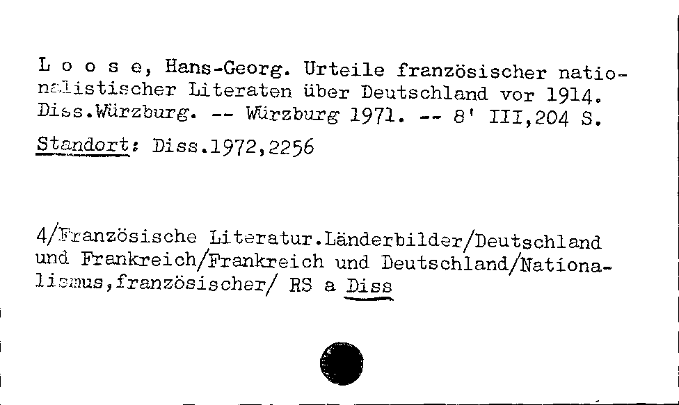 [Katalogkarte Dissertationenkatalog bis 1980]