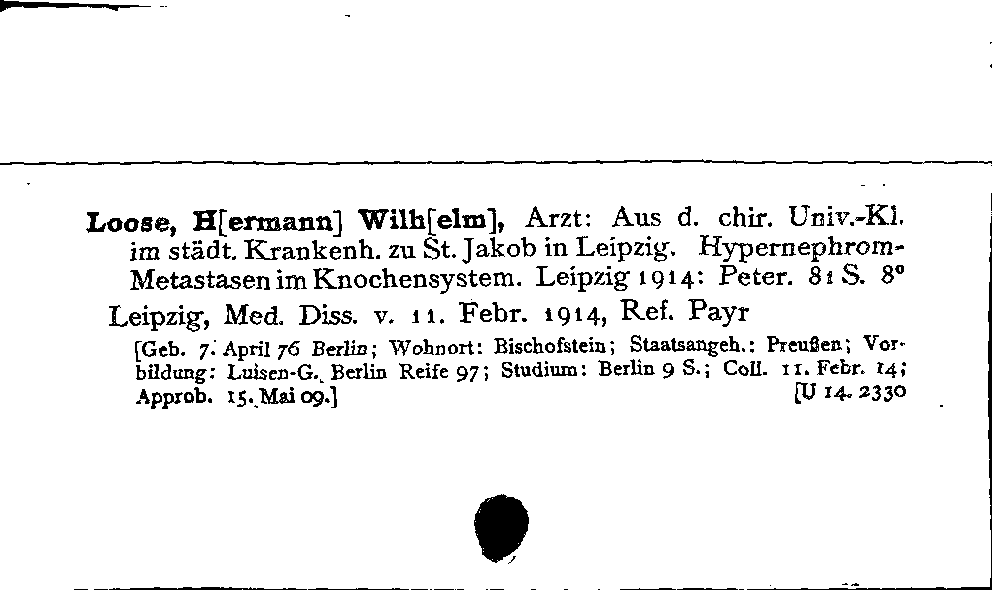 [Katalogkarte Dissertationenkatalog bis 1980]