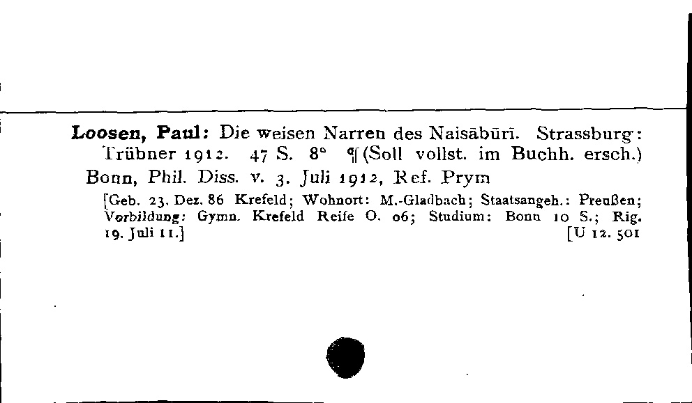 [Katalogkarte Dissertationenkatalog bis 1980]