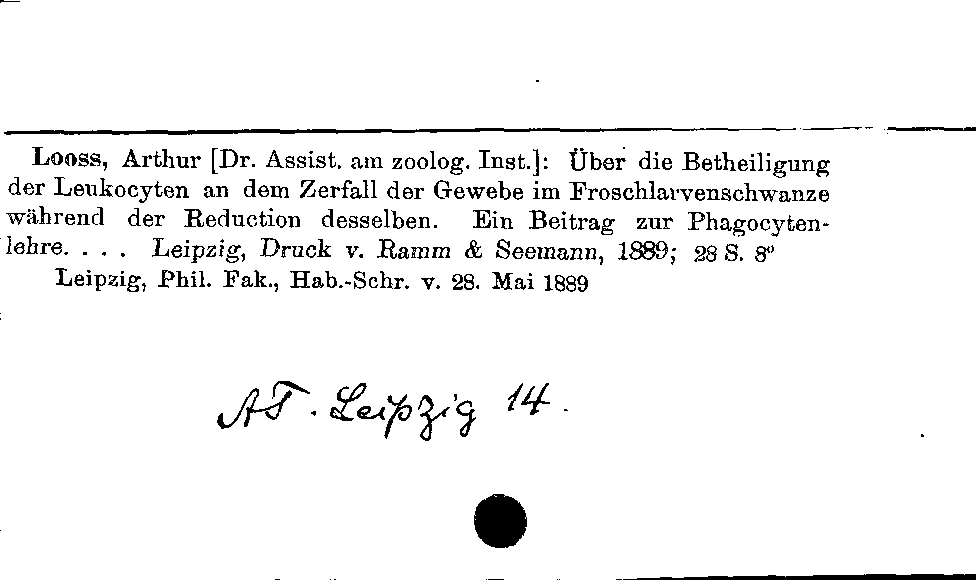 [Katalogkarte Dissertationenkatalog bis 1980]