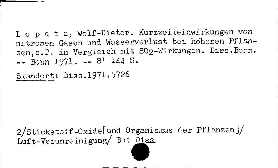 [Katalogkarte Dissertationenkatalog bis 1980]