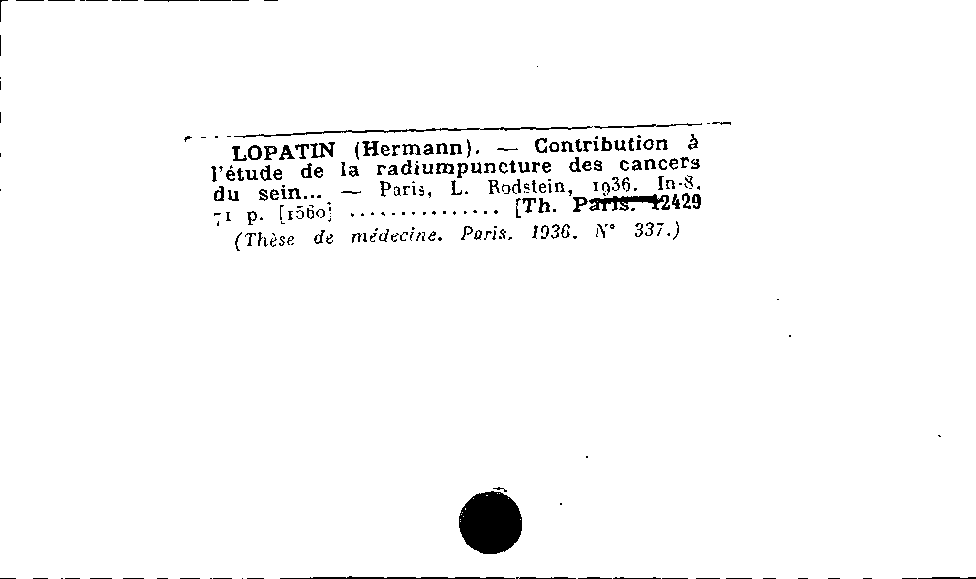 [Katalogkarte Dissertationenkatalog bis 1980]