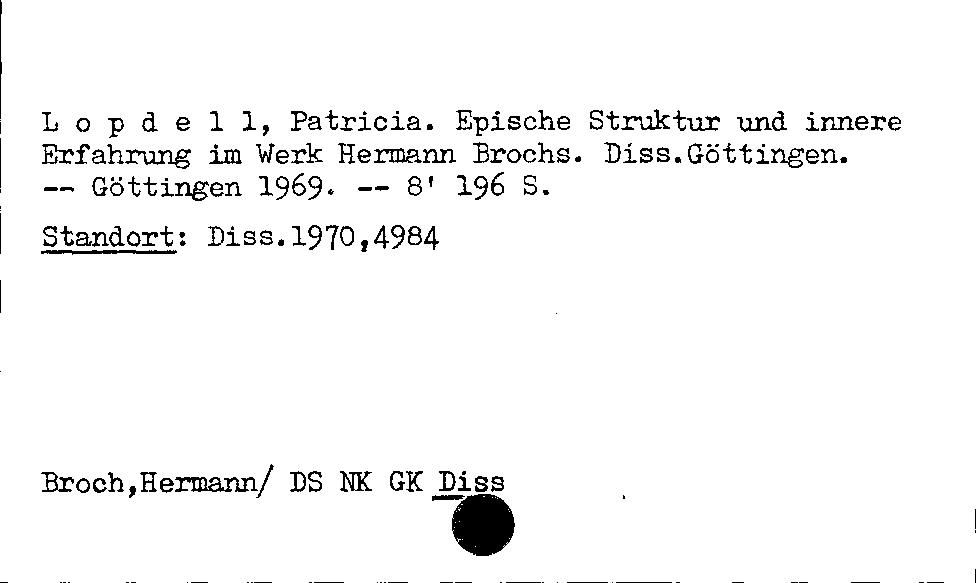 [Katalogkarte Dissertationenkatalog bis 1980]