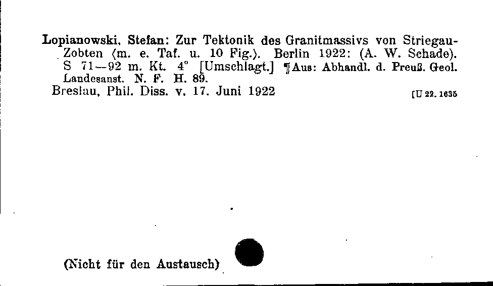 [Katalogkarte Dissertationenkatalog bis 1980]