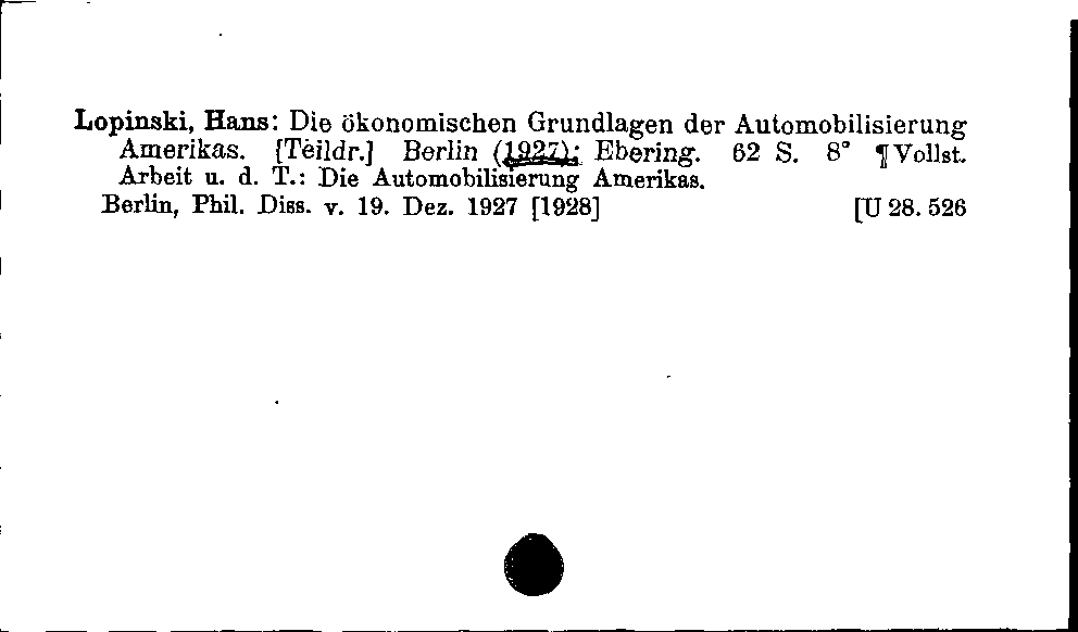 [Katalogkarte Dissertationenkatalog bis 1980]