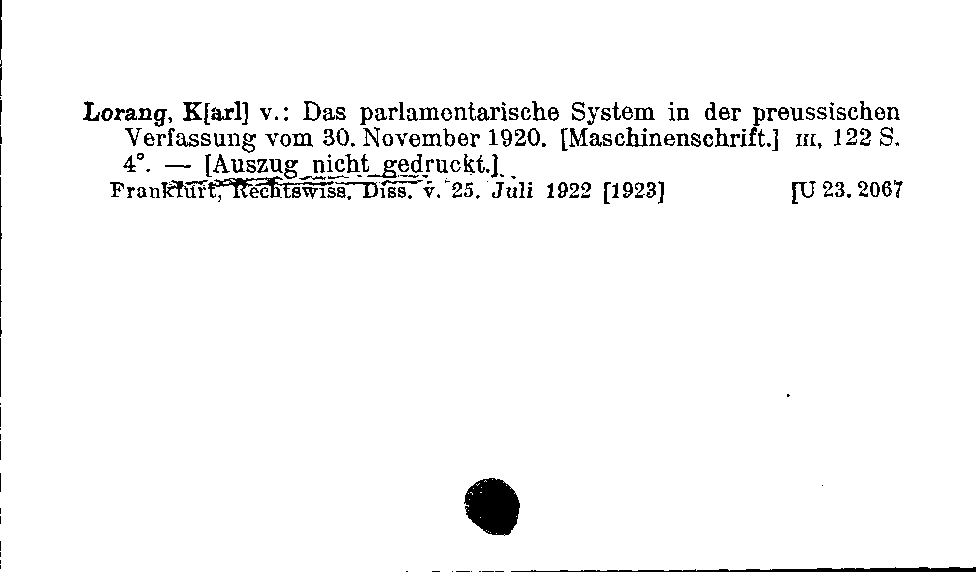 [Katalogkarte Dissertationenkatalog bis 1980]