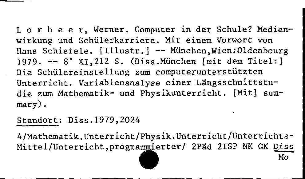 [Katalogkarte Dissertationenkatalog bis 1980]