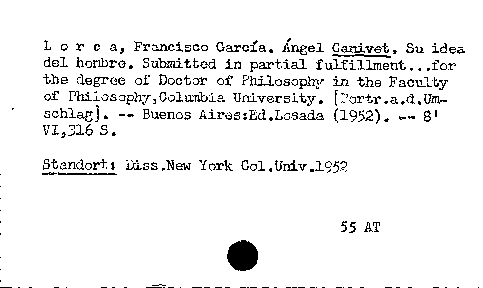 [Katalogkarte Dissertationenkatalog bis 1980]