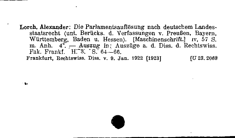 [Katalogkarte Dissertationenkatalog bis 1980]