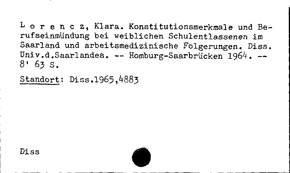 [Katalogkarte Dissertationenkatalog bis 1980]