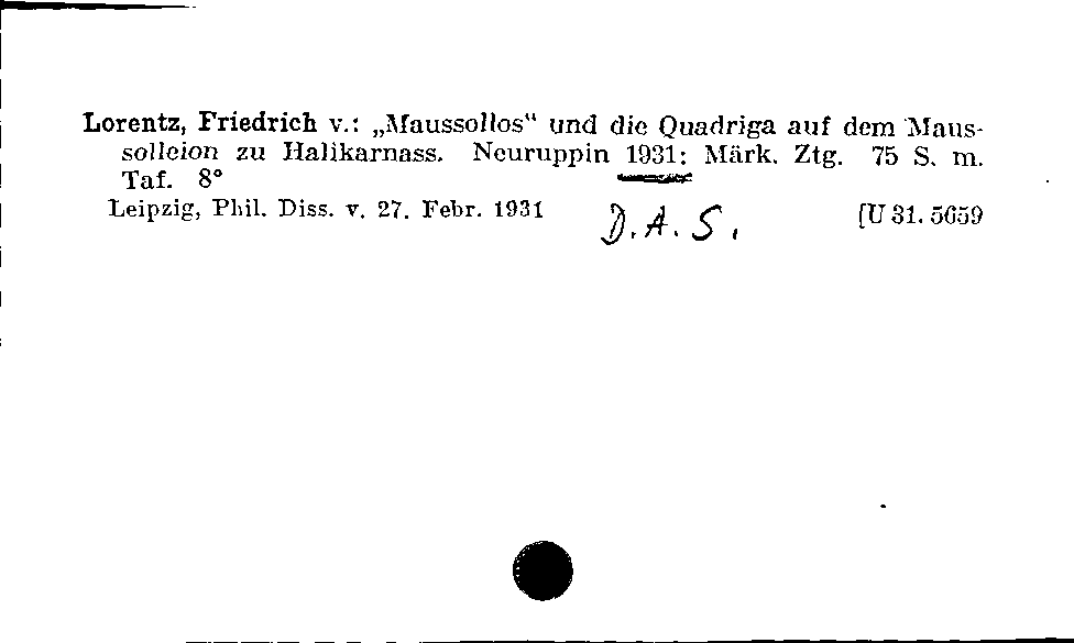 [Katalogkarte Dissertationenkatalog bis 1980]