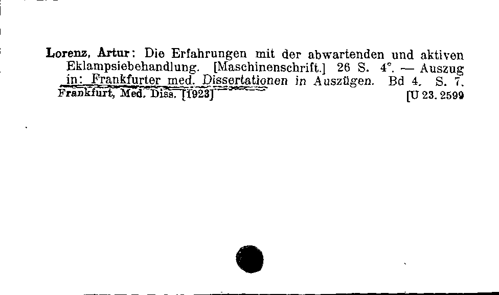 [Katalogkarte Dissertationenkatalog bis 1980]