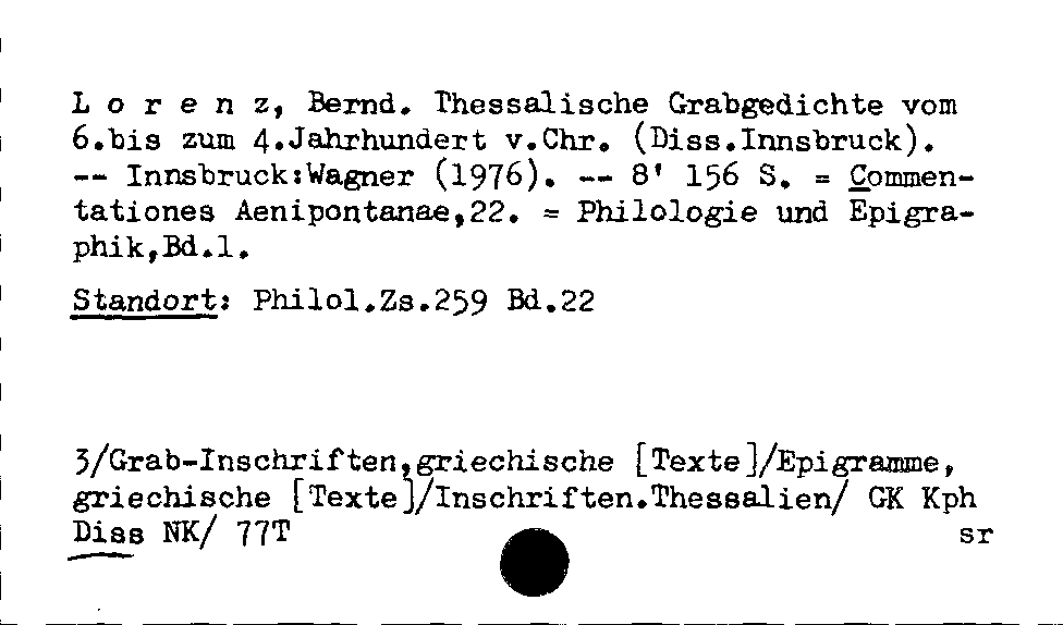 [Katalogkarte Dissertationenkatalog bis 1980]