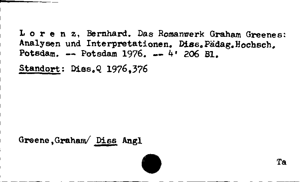 [Katalogkarte Dissertationenkatalog bis 1980]