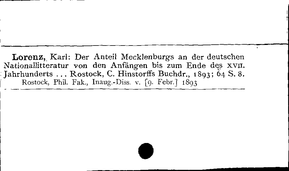 [Katalogkarte Dissertationenkatalog bis 1980]