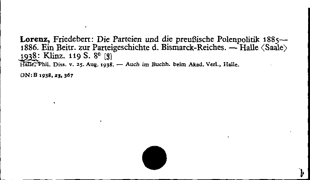 [Katalogkarte Dissertationenkatalog bis 1980]