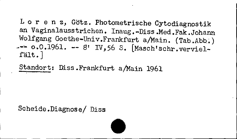 [Katalogkarte Dissertationenkatalog bis 1980]