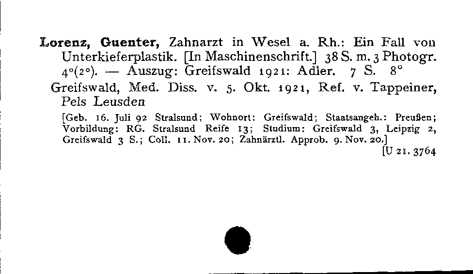 [Katalogkarte Dissertationenkatalog bis 1980]