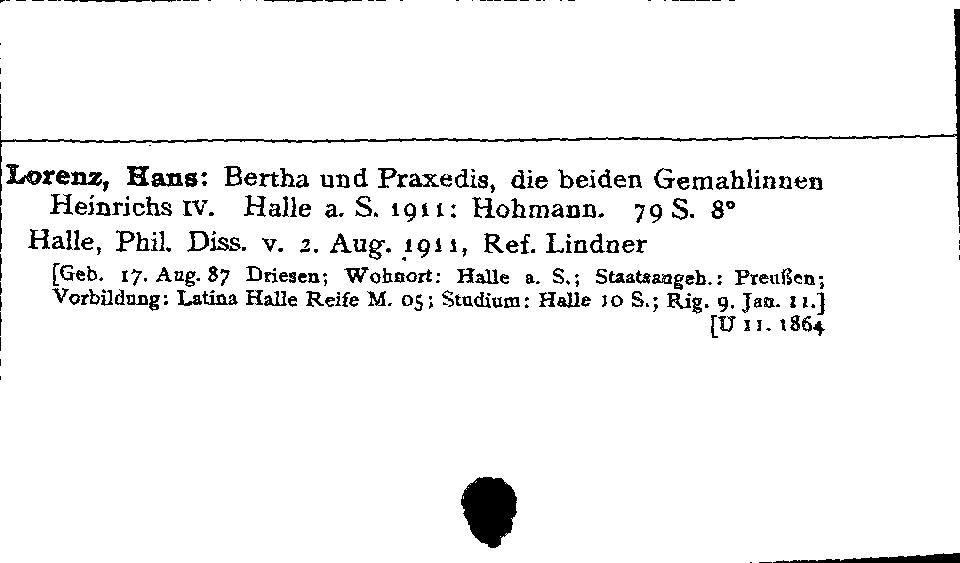 [Katalogkarte Dissertationenkatalog bis 1980]