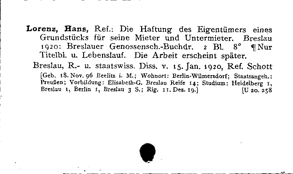 [Katalogkarte Dissertationenkatalog bis 1980]