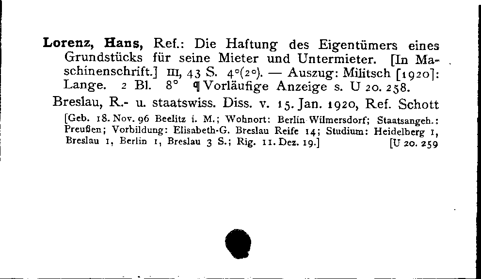 [Katalogkarte Dissertationenkatalog bis 1980]