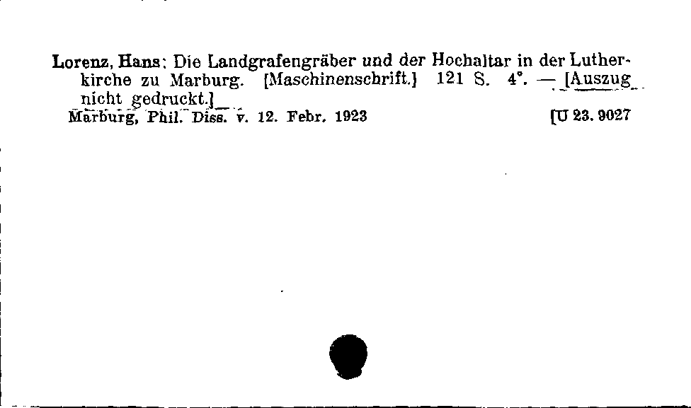 [Katalogkarte Dissertationenkatalog bis 1980]