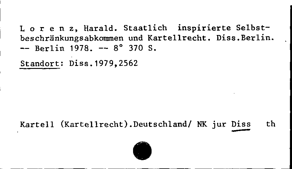 [Katalogkarte Dissertationenkatalog bis 1980]