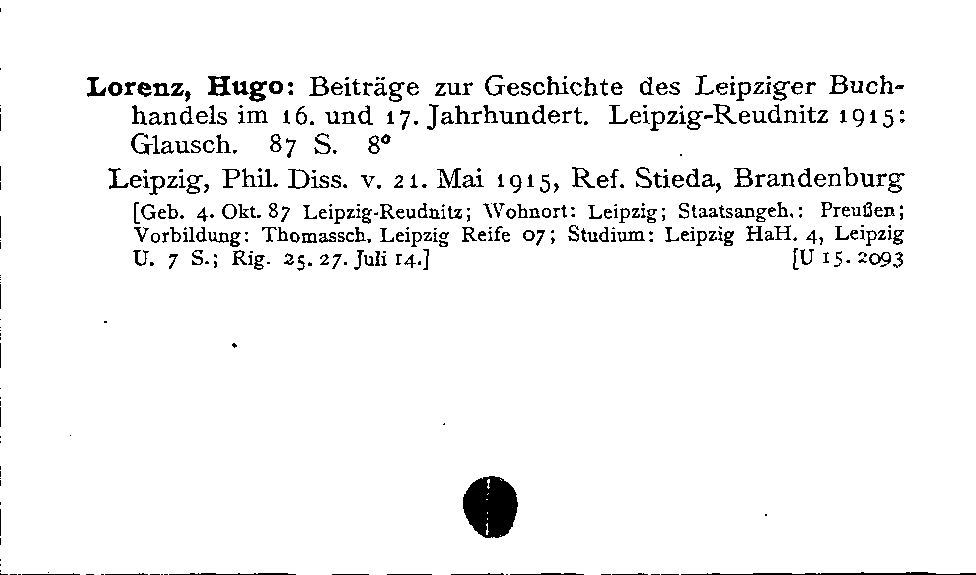 [Katalogkarte Dissertationenkatalog bis 1980]