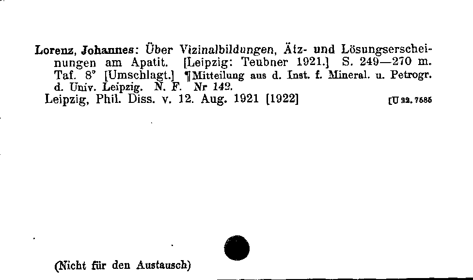 [Katalogkarte Dissertationenkatalog bis 1980]