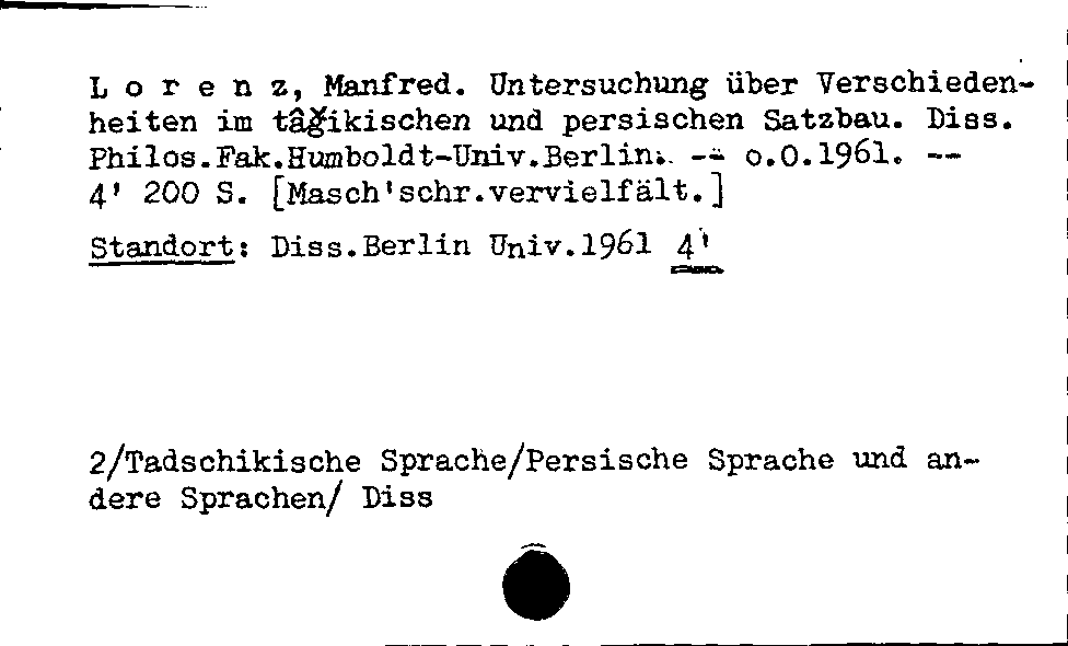 [Katalogkarte Dissertationenkatalog bis 1980]