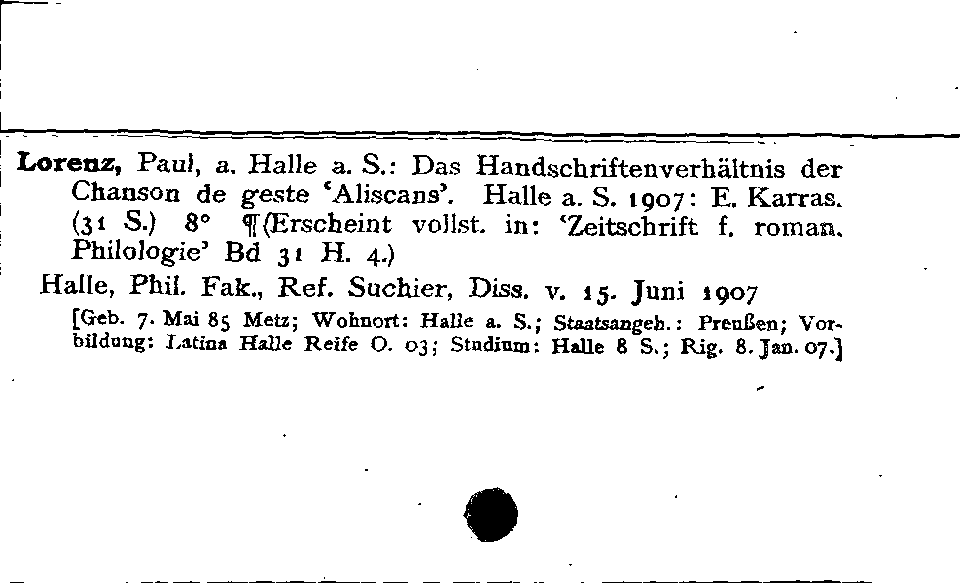 [Katalogkarte Dissertationenkatalog bis 1980]