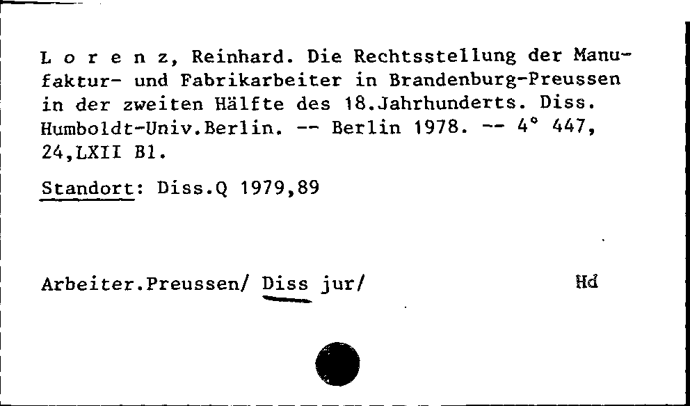 [Katalogkarte Dissertationenkatalog bis 1980]