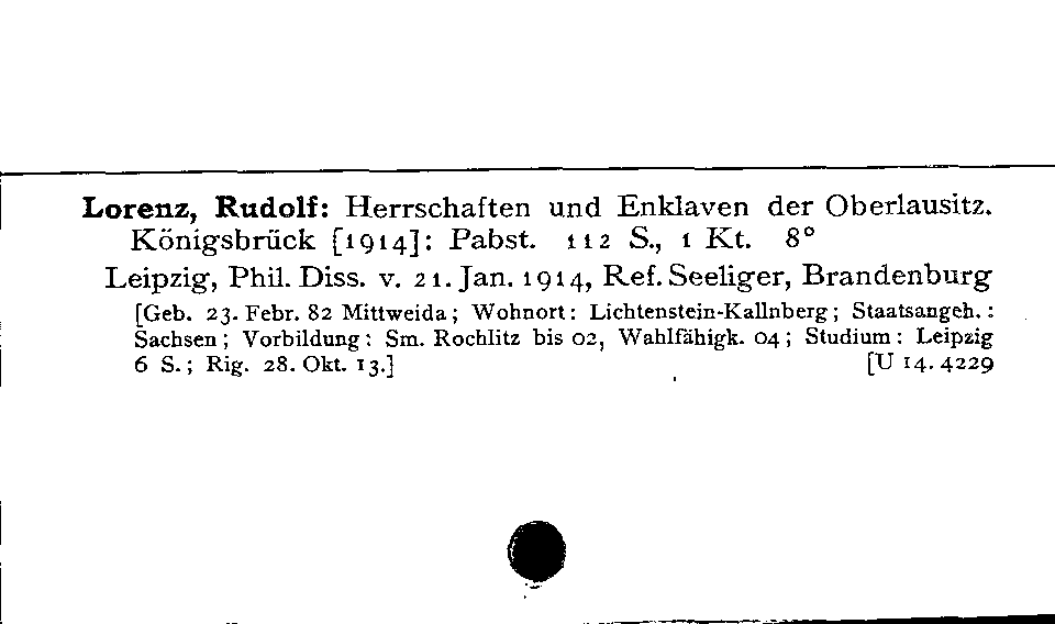 [Katalogkarte Dissertationenkatalog bis 1980]